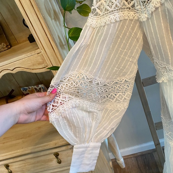 Karen Millen NWT Cotton Voile Cutout Prairie Boho Bridal Dress UK 12/US 10/EU 40 - Picture 7 of 12